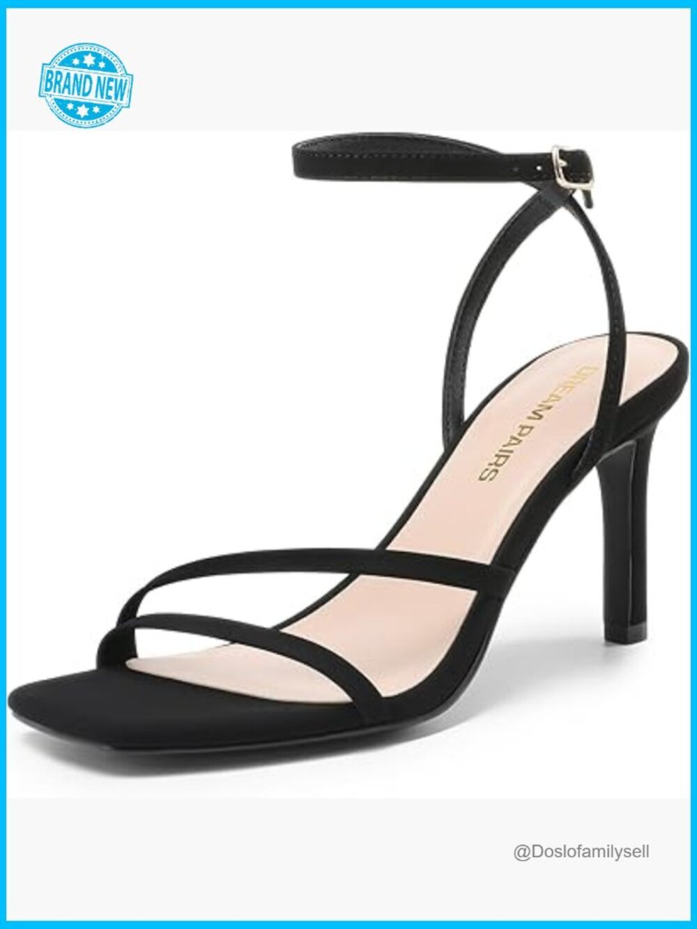 Strappy Stilettos Heels Square Toe Ankle Strap Pumps Party Wedding Dress Shoes